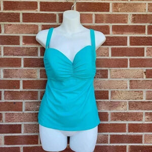 Ellen Tracy Tankini Bathing Suit Top Women's Size 10D Padded Bra